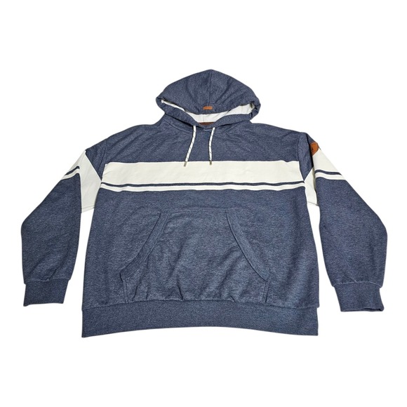 Wanakome Tops - Wanakome Jimena Hoodie Sweatshirt Womens L Blue Striped Kangaroo Pocket Pullover